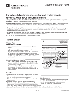 Instructions to transfer securities, mutual funds or other deposits