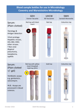 Blood sample bottles for use in Microbiology Coventry and Warwickshire Microbiology GEH UHCW