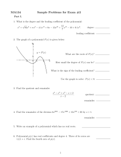 MA134 Sample Problems for Exam #2