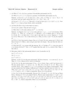Math 307 Abstract Algebra Homework 12 Sample solution 1. (a) Write x