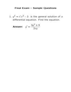 Final Exam – Sample Questions 1. y = Cx