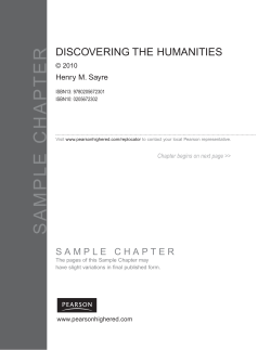 SAMPLE CHAPTER DISCOVERING THE HUMANITIES Henry M. Sayre