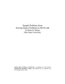 Sample Problems from Solving Statics Problems in MATLAB by Brian D. Harper