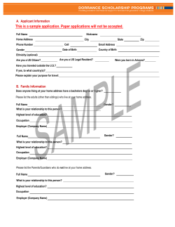 This is a sample application. Paper applications will not be... A.  Applicant Information