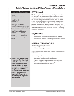 SAmpLE LESSON RATIONALE Lesson 1: What is Culture? About This Lesson