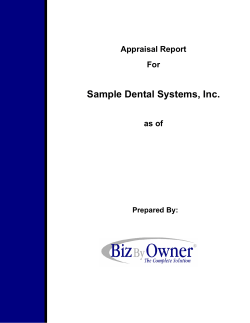 Sample Dental Systems, Inc. Appraisal Report For