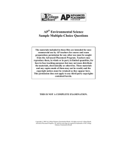 Environmental Science AP  Sample Multiple-Choice Questions