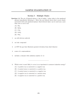 SAMPLE EXAMINATION IV Section I – Multiple Choice
