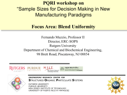 PQRI workshop on Focus Area: Blend Uniformity Manufacturing Paradigms