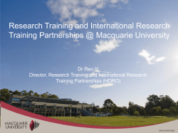 Research Training and International Research Training Partnerships @ Macquarie University