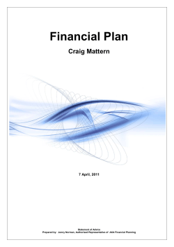 Financial Plan Craig Mattern 7 April, 2011