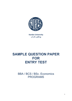 SAMPLE QUESTION PAPER FOR ENTRY TEST