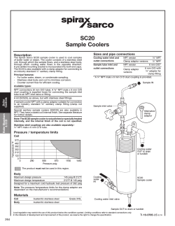 SC20 Sample Coolers Sizes and pipe connections Description