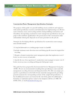 Construction Waste Recovery Specification Construction Waste Management Specification Strategies