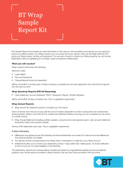 BT Wrap Sample Report Kit Wrap Sample Report Kit