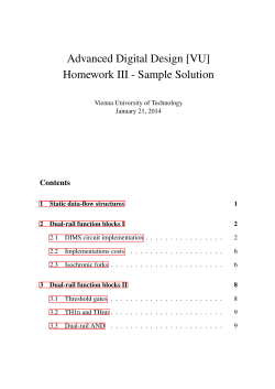 Advanced Digital Design [VU] Homework III - Sample Solution Contents