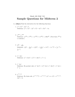 Sample Questions for Midterm 2 Math 122 (Fall ’12)