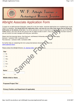 Albright Associate Application Form Page 1 of 6 Albright Application Forms