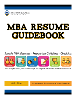 Sample MBA Resumes - Preparation Guidelines - Checklists 2013 - 2014