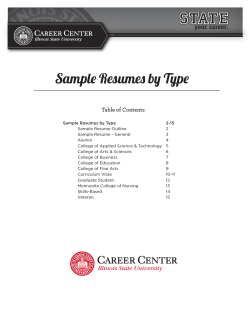 Sample Resumes by Type Table of Contents