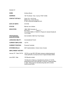 Sample CV Anthony Brown  100 The Street, Town, County, POST CODE