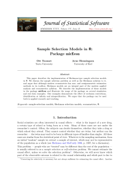 Journal of Statistical Software Sample Selection Models in R: Package micEcon Ott Toomet
