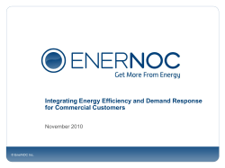 Integrating Energy Efficiency and Demand Response for Commercial Customers November 2010 August 2010