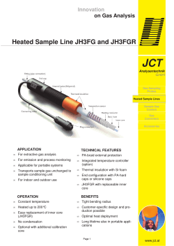 JCT Heated Sample Line JH3FG and JH3FGR Innovation