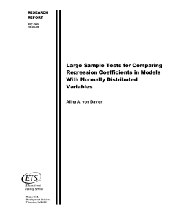 Large Sample Tests for Comparing Regression Coefficients in Models With Normally Distributed