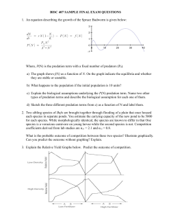 BISC 407 SAMPLE FINAL EXAM QUESTIONS  P