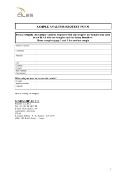SAMPLE ANALYSIS REQUEST FORM
