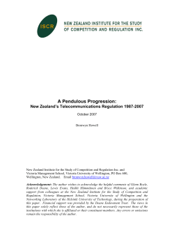 A Pendulous Progression:  New Zealand’s Telecommunications Regulation 1987-2007