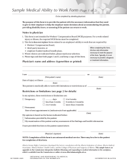 Sample Medical Ability to Work Form (Page 1 of 2)