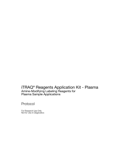 iTRAQ Reagents Application Kit - Plasma Protocol Amine-Modifying Labeling Reagents for