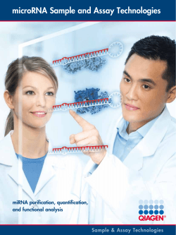 microRNA Sample and Assay Technologies Sample &amp; Assay Technologies miRNA purification, quantification,