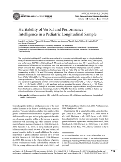 Heritability of Verbal and Performance Intelligence in a Pediatric Longitudinal Sample
