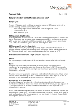 Technical Note  Sample Collection for the Mercodia Glucagon ELISA