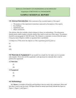 SAMPLE SESSIONAL REPORT  1.0 Abstract/Introduction: