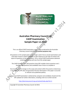 Australian Pharmacy Council Ltd CAOP Examination Sample Paper v1.2014