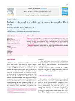 Evaluation of preanalytical stability of the sample for complete blood count