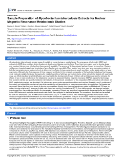 Mycobacterium tuberculosis Magnetic Resonance Metabolomic Studies