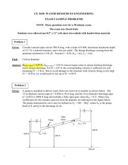 CE 3620: WATER RESOURCES ENGINEERING EXAM I SAMPLE PROBLEMS
