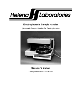 Electrophoresis Sample Handler Operator’s Manual (Automatic Sample Handler for Electrophoresis)