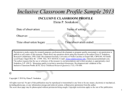 Inclusive Classroom Profile Sample 2013 INCLUSIVE CLASSROOM PROFILE Elena P. Soukakou
