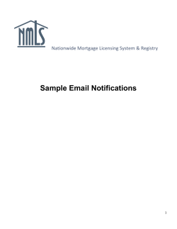 Sample Email Notifications Nationwide Mortgage Licensing System &amp; Registry