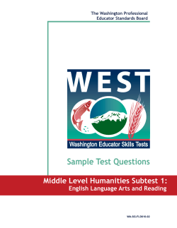 Sample Test Questions Middle Level Humanities Subtest 1: The Washington Professional