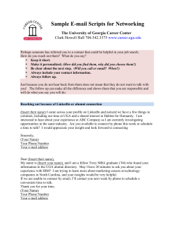 Sample E-mail Scripts for Networking The University of Georgia Career Center