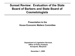 Sunset Review:  Evaluation of the State Cosmetologists Presentation to the