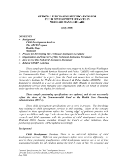 OPTIONAL PURCHASING SPECIFICATIONS FOR CHILD DEVELOPMENT SERVICES IN MEDICAID MANAGED CARE (July 2000)