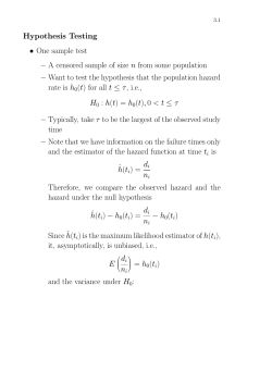 Hypothesis Testing • One sample test —